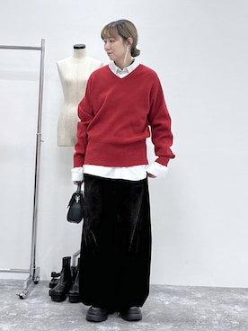 「アイテム（イヤリング）」を使った、inhhhan®さん（レディース・165cm）の秋コーディネート