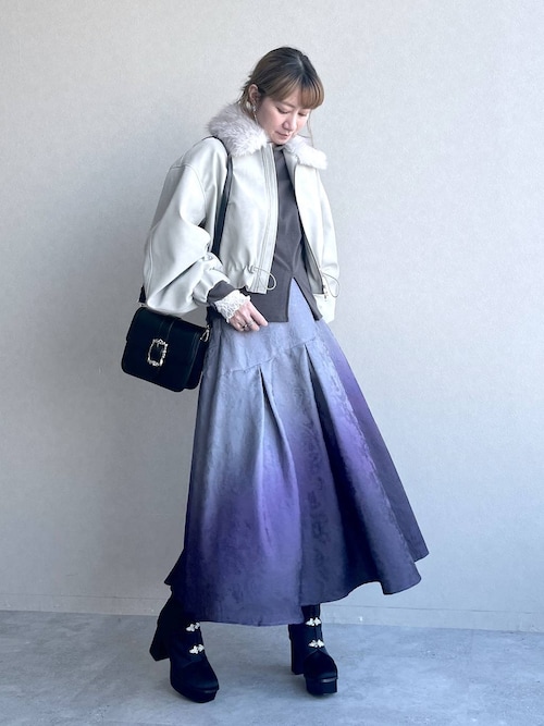 hare グラデーションジャガードフレアスカート ブラック hare グラデーションジャガードフレアスカート ブラック HARE スカート