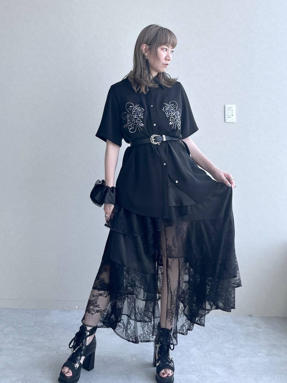 HARE　アシメフリルスリットスカート　チェック　ブラウン HARE｜アシメフリルスリットスカート | Rakuten Fashion(楽天