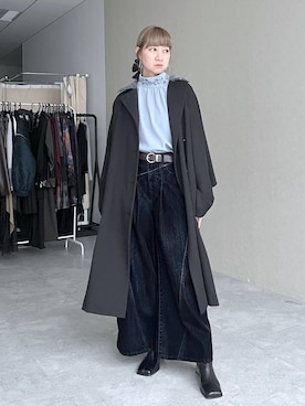 「アイテム（ステンカラーコート）」を使った、inhhhan®さん（レディース・165cm）の秋コーディネート