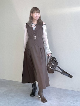 「HARE（ハレ）のドットガラシアーT(HARE)（Tシャツ/カットソー）」を使った、inhhhan®さん（レディース・165cm）の夏コーディネート