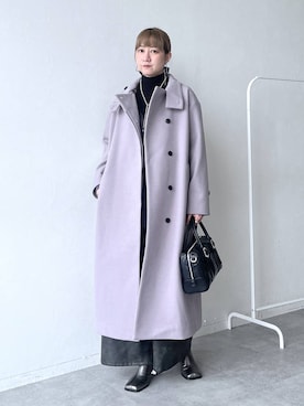 「アイテム（ノーカラーコート）」を使った、inhhhan®さん（レディース・165cm）の秋コーディネート