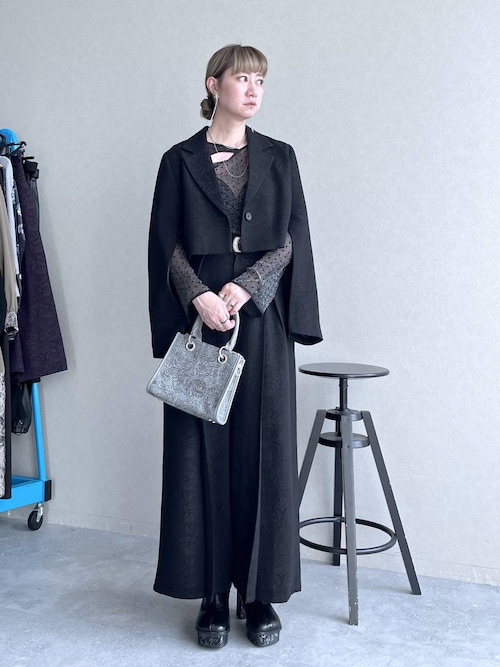 【美品】HARE　ヴィンテージジャガードショートジャケット　グレー　テーラード 美品】HARE ヴィンテージジャガードショートジャケット グレー