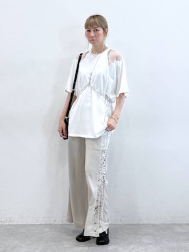 「アイテム（サスペンダー）」を使った、inhhhan®さん（レディース・165cm）の夏コーディネート