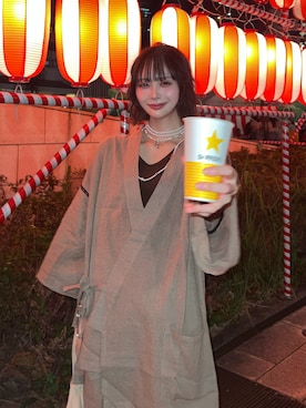 「アイテム（浴衣）」を使った、愛都さん（レディース・163cm）の秋コーディネート