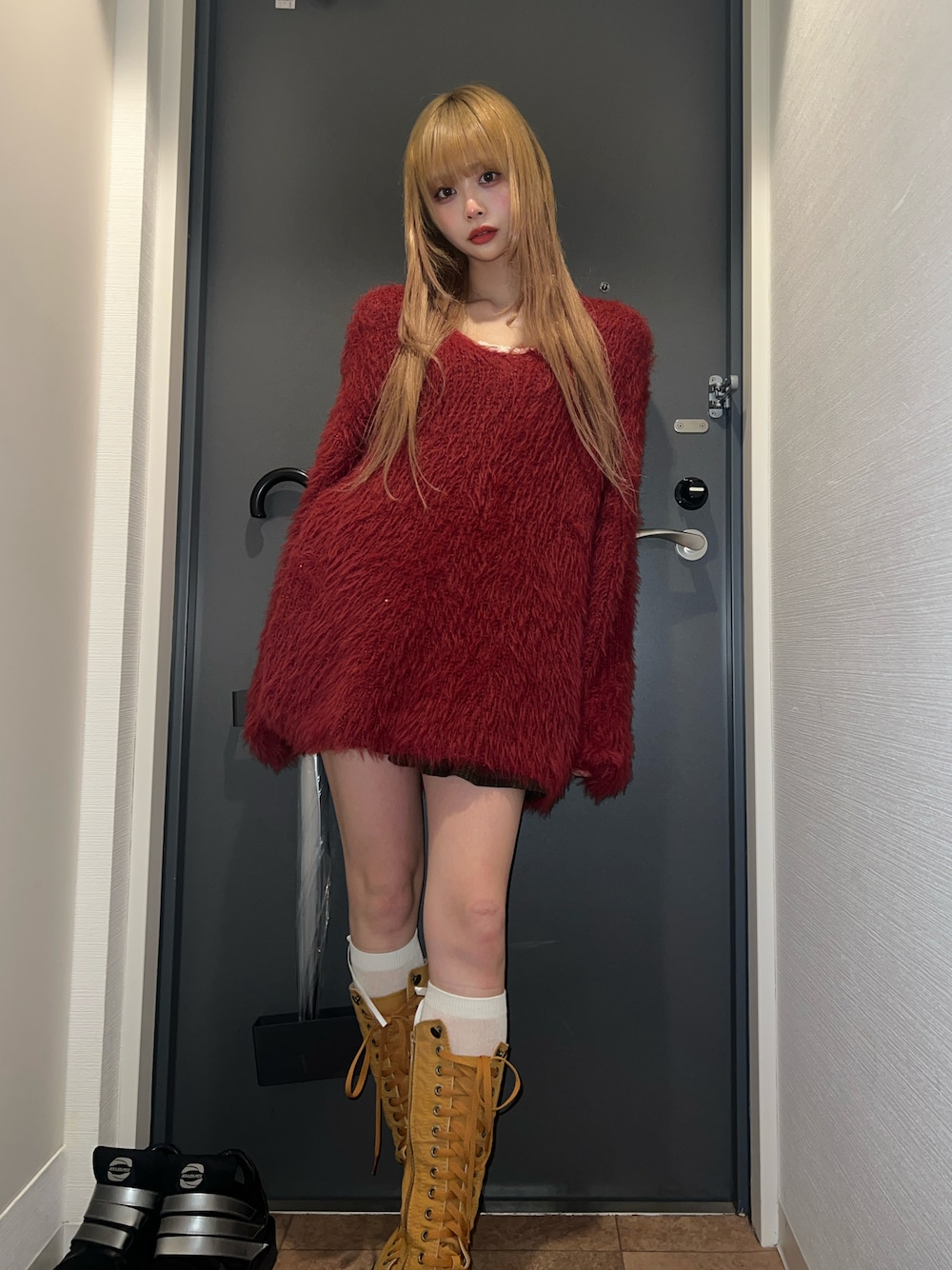 CONVERSE ファー付きロングブーツ 23.5㎝ CONVERSE - ☆コンバース☆スニーカームートンロングブーツ