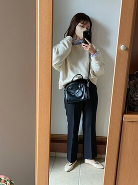 「LOWRYS FARM（ローリーズファーム）のセンタープレスカラーフレアパンツ　870189（その他パンツ）」を使った、runさん（レディース・160cm）の秋コーディネート