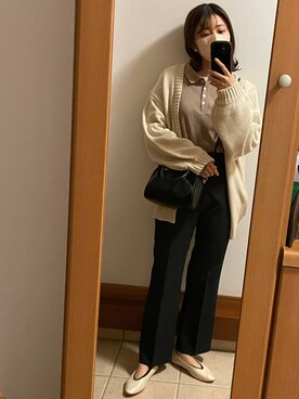 「LOWRYS FARM（ローリーズファーム）のセンタープレスカラーフレアパンツ　870189（その他パンツ）」を使った、runさん（レディース・160cm）の秋コーディネート