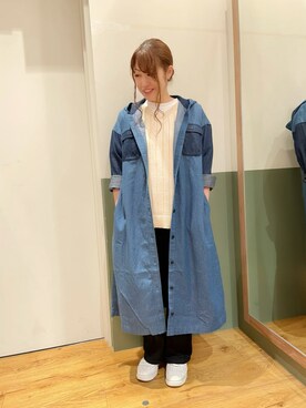 「デニムシャツ」｜「アイテム（シャツワンピース）」を使った、YUMIEさん（レディース・160cm）の夏コーディネート