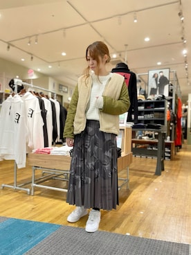 「AVIREX（アヴィレックス）のアイテム（モッズコート）」を使った、YUMIEさん（レディース・160cm）の秋コーディネート