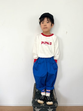 「ネオンカラー」｜「アイテム（スリッポン）」を使った、kotaさん（キッズ・100cm）の春コーディネート