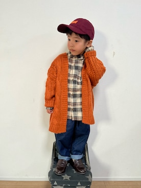 「UNIVERSAL OVERALL（ユニバーサルオーバーオール）のアイテム」を使った、kotaさん（キッズ・100cm）の秋コーディネート