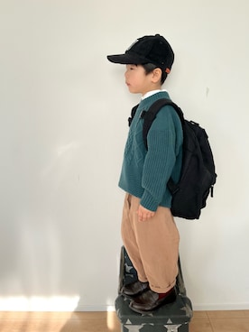 「devirock（デビロック）のアイテム（バッグ）」を使った、kotaさん（キッズ・100cm）の冬コーディネート