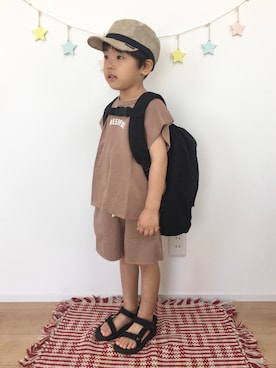 「ワークキャップ」｜「アイテム（その他）」を使った、kotaさん（キッズ・100cm）の夏コーディネート