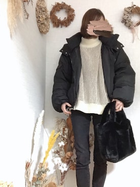 「fifth（フィフス）の中綿ショートダウンコート（ダウンジャケット/コート）」を使った、na*さん（レディース・154cm）の冬コーディネート