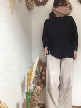 「chocomee（チョコミー）のアイテム（Tシャツ/カットソー）」を使った、na*さん（レディース・154cm）の秋コーディネート