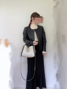 「BEAMS（ビームス）のアイテム（ライダースジャケット）」を使った、na*さん（レディース・154cm）の秋コーディネート