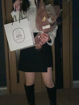 「SEULismのアイテム（ブーツ、ブラック系）」を使った、kaori さん（レディース・162cm）の冬コーディネート