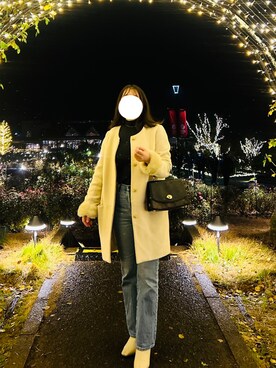 「COACH（コーチ）のアイテム（ハンドバッグ、ブラック系）」を使った、kaori さん（レディース・162cm）の冬コーディネート