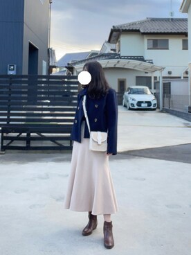 「UNIQLO（ユニクロ）のアイテム（スカート、ベージュ系）」を使った、kaori さん（レディース・162cm）の冬コーディネート