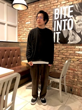 「Graphpaper（グラフペーパー）のアイテム（スウェット）」を使った、papa Hiroshi さん（メンズ・169cm）の秋コーディネート