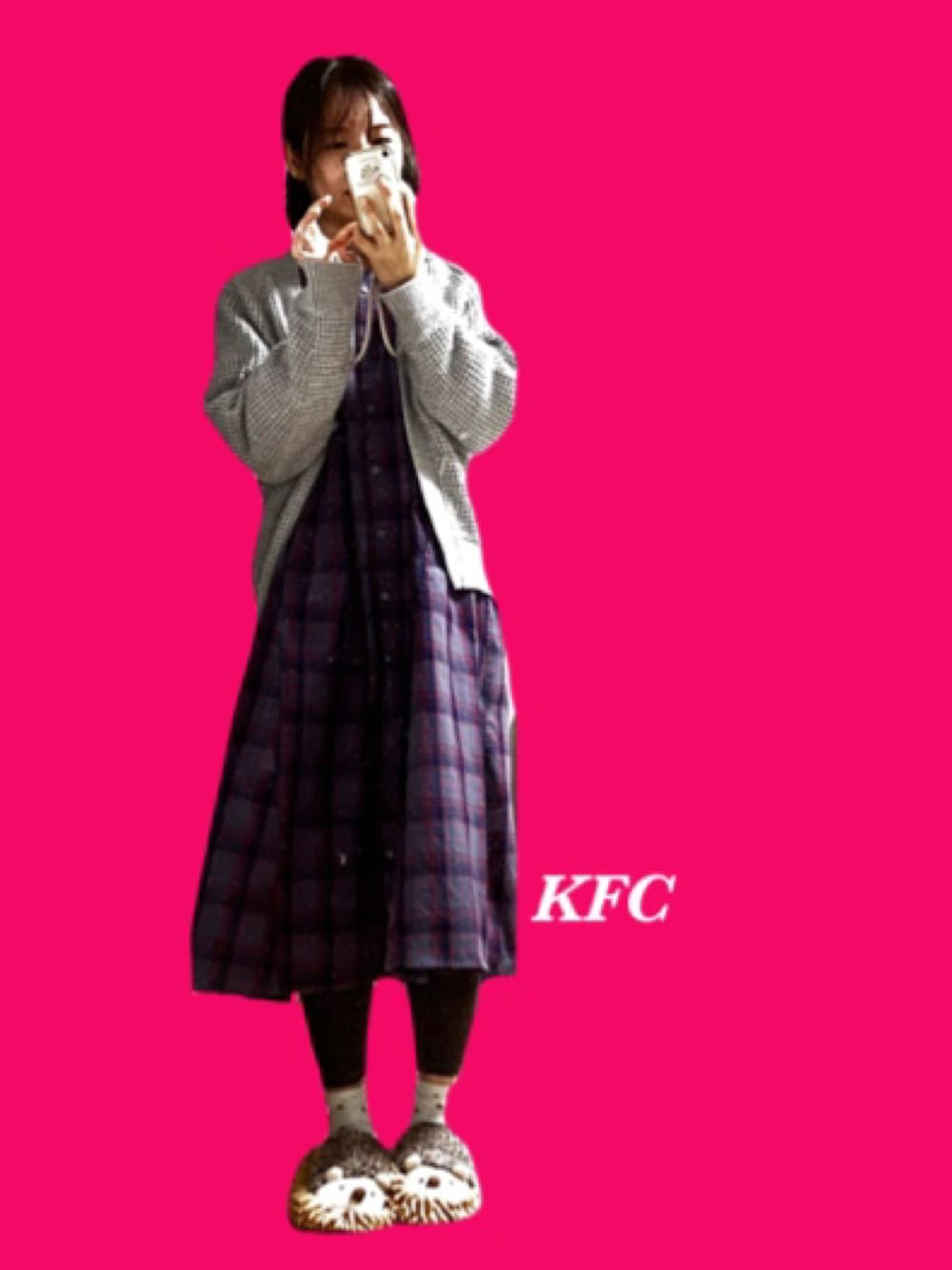 「Live in comfortのアイテム（シャツワンピース、パープル系）」を使った、ちぃさん（レディース・162cm）の春コーディネートの1枚目の写真