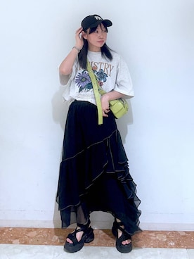 「アイテム（キャップ）」を使った、おつゆさん（レディース・157cm・20代）の夏コーディネート