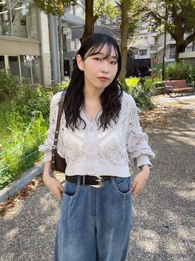 「PAGEBOY（ページボーイ）のヴィンテージバックルベルト（ベルト、ブラック系）」を使った、おつゆさん（レディース・158cm）の春コーディネート