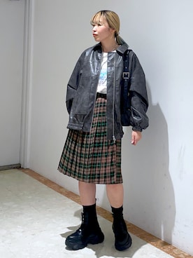 「秋先取りコーデ」｜「アイテム（ブルゾン）」を使った、おつゆさん（レディース・158cm）の秋コーディネート