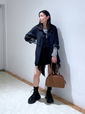 「PAGEBOY（ページボーイ）の【セットアップ対応】チェックMIXジャケット 《2サイズ展開》（テーラードジャケット）」を使った、おつゆさん（レディース・157cm）の秋コーディネート