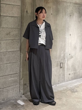 「PAGEBOY（ページボーイ）のコラージュT/半袖Tシャツ（Tシャツ/カットソー、ホワイト系）」を使った、おつゆさん（レディース・158cm）の夏コーディネート