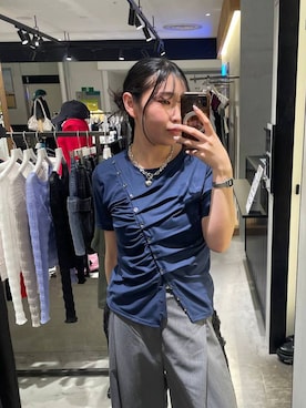 「PAGEBOY（ページボーイ）のハートマンテルネックレス3（ネックレス、シルバー系）」を使った、おつゆさん（レディース・158cm）の春コーディネート