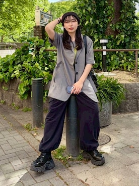 「PAGEBOY（ページボーイ）のレースアップソックスブーツ（ブーツ、ブラック系）」を使った、おつゆさん（レディース・158cm）の春コーディネート