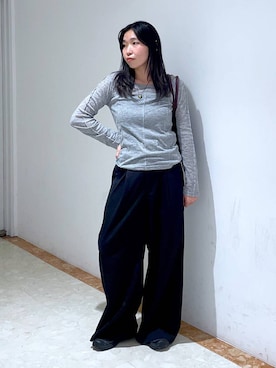 「アイテム（スラックス）」を使った、おつゆさん（レディース・157cm・20代）の夏コーディネート