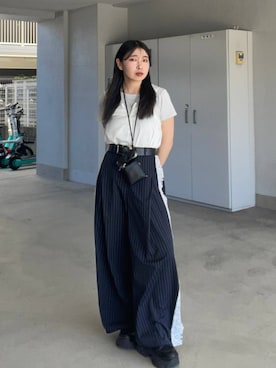 「PAGEBOY（ページボーイ）のレースアップソックスブーツ（ブーツ、ブラック系）」を使った、おつゆさん（レディース・158cm）の春コーディネート