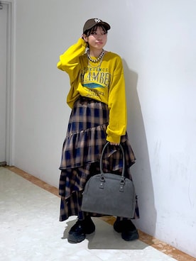 「アイテム（ボストンバッグ、グレー系）」を使った、おつゆさん（レディース・157cm）の秋コーディネート