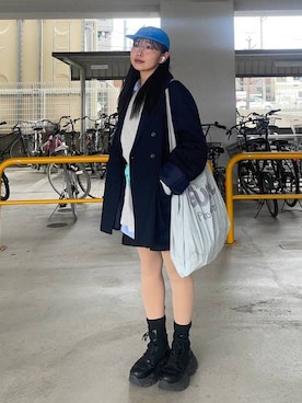 「PAGEBOY（ページボーイ）のレースアップソックスブーツ（ブーツ、ブラック系）」を使った、おつゆさん（レディース・158cm）の春コーディネート