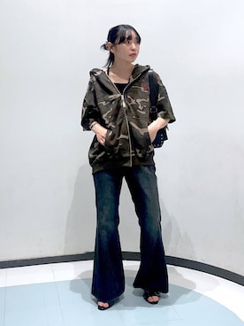 「アイテム（パーカー）」を使った、おつゆさん（レディース・157cm・20代）の夏コーディネート