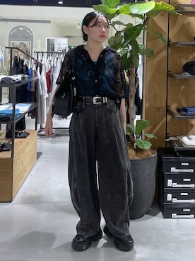 「PAGEBOY（ページボーイ）のプラットチャンキースニーカー（スニーカー、ブラック系）」を使った、おつゆさん（レディース・158cm）の夏コーディネート