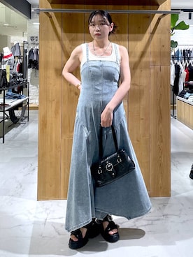 「PAGEBOY（ページボーイ）のハートモチーフチェーンネックレス（ネックレス、シルバー系）」を使った、おつゆさん（レディース・158cm）の夏コーディネート