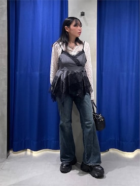 「PAGEBOY（ページボーイ）のハートマンテルネックレス3（ネックレス）」を使った、おつゆさん（レディース・158cm）の秋コーディネート