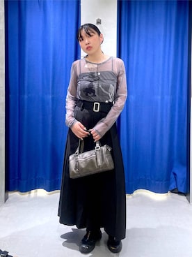 「PAGEBOY（ページボーイ）の【2WAY仕様】スタッズミニボストンバッグ（ショルダーバッグ、その他）」を使った、おつゆさん（レディース・158cm）の夏コーディネート