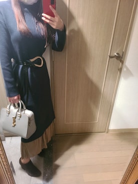 「アイテム（ブーティ、ブラウン系）」を使った、RIEさん（レディース・163cm）の秋コーディネート