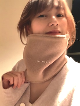「アイテム（ネックウォーマー/スヌード）」を使った、mikiさん（レディース・168cm）の冬コーディネート