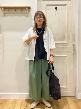 「studio CLIP（スタディオクリップ）のアソートシアーフードシャツ（シャツ/ブラウス、その他）」を使った、mocoさん（レディース・165cm）の夏コーディネート