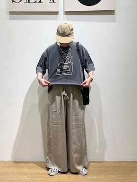 「アイテム（キャップ）」を使った、mocoさん（レディース・165cm・40代）の夏コーディネート