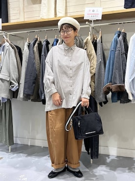 「アイテム（ハンチング/ベレー帽）」を使った、mocoさん（レディース・165cm・40代）の秋コーディネート