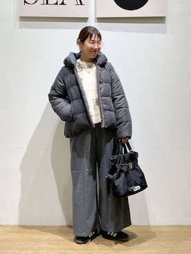 「アイテム（ダウンジャケット/コート）」を使った、mocoさん（レディース・165cm・40代）の秋コーディネート