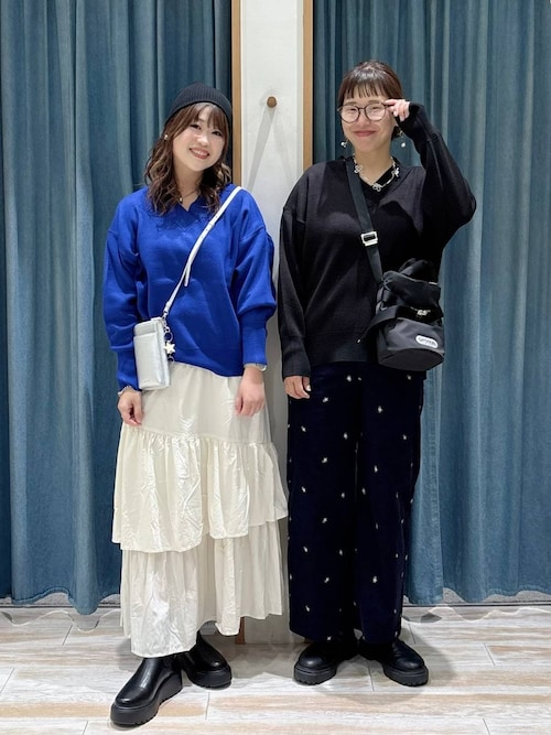 ネイビー コーデュロイパンツ ロゴ刺繍 セール】[トレンドライク]刺繍