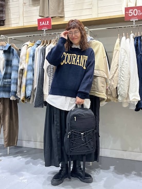 「アイテム（スカート）」を使った、mocoさん（レディース・165cm・40代）の冬コーディネート